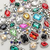 Vista 9 de Diamantes de imitación para coser, Choupee 130 piezas de piedras rojas para coser con base metálica y engaste de garra, formas mixtas, gemas
