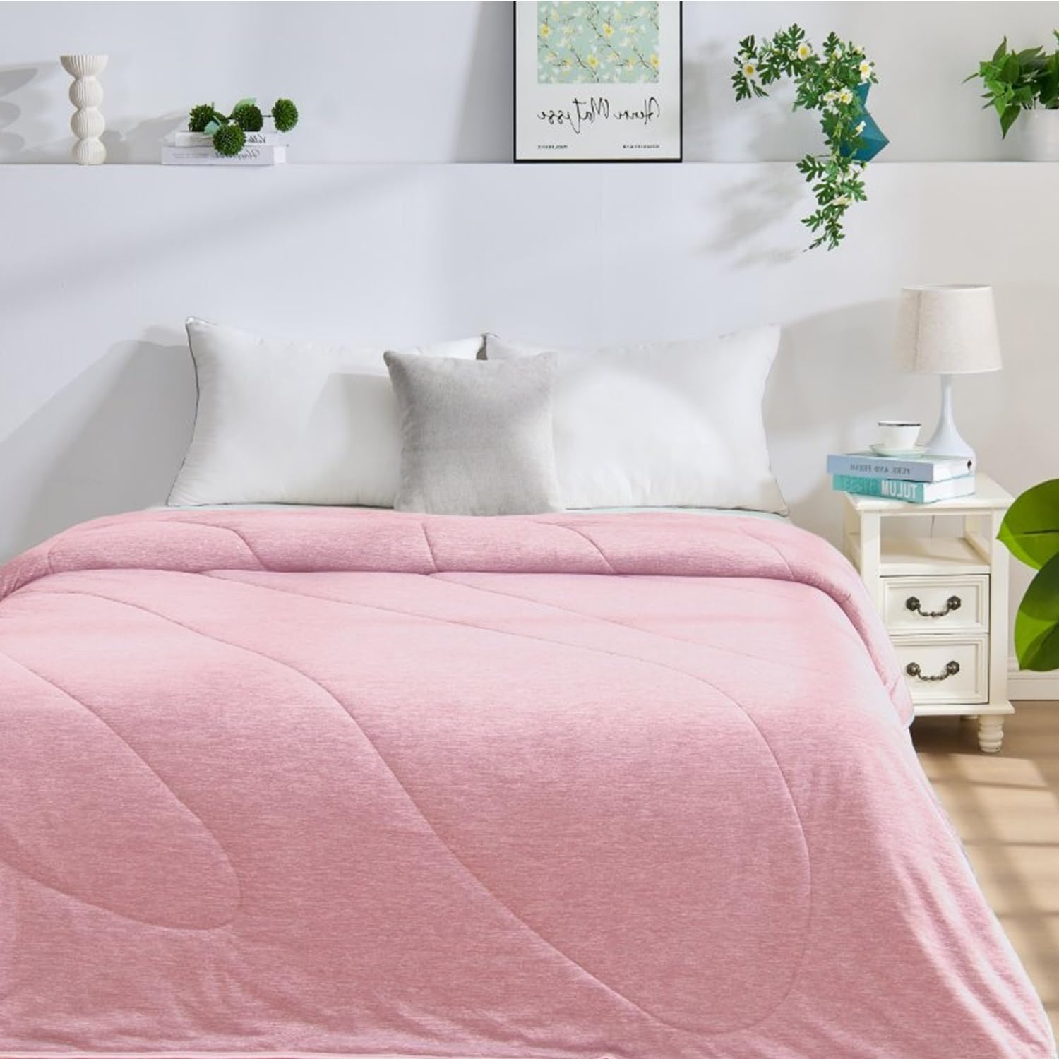 Lions Cooling Duvet - Lightweight Breathable Cool Quilt Bedding King Size 200x220cm - Anti Allergy Hypoallergenic Ultra Soft Summer Lighweight Comforter, Perfect for Hot Nights, Pink