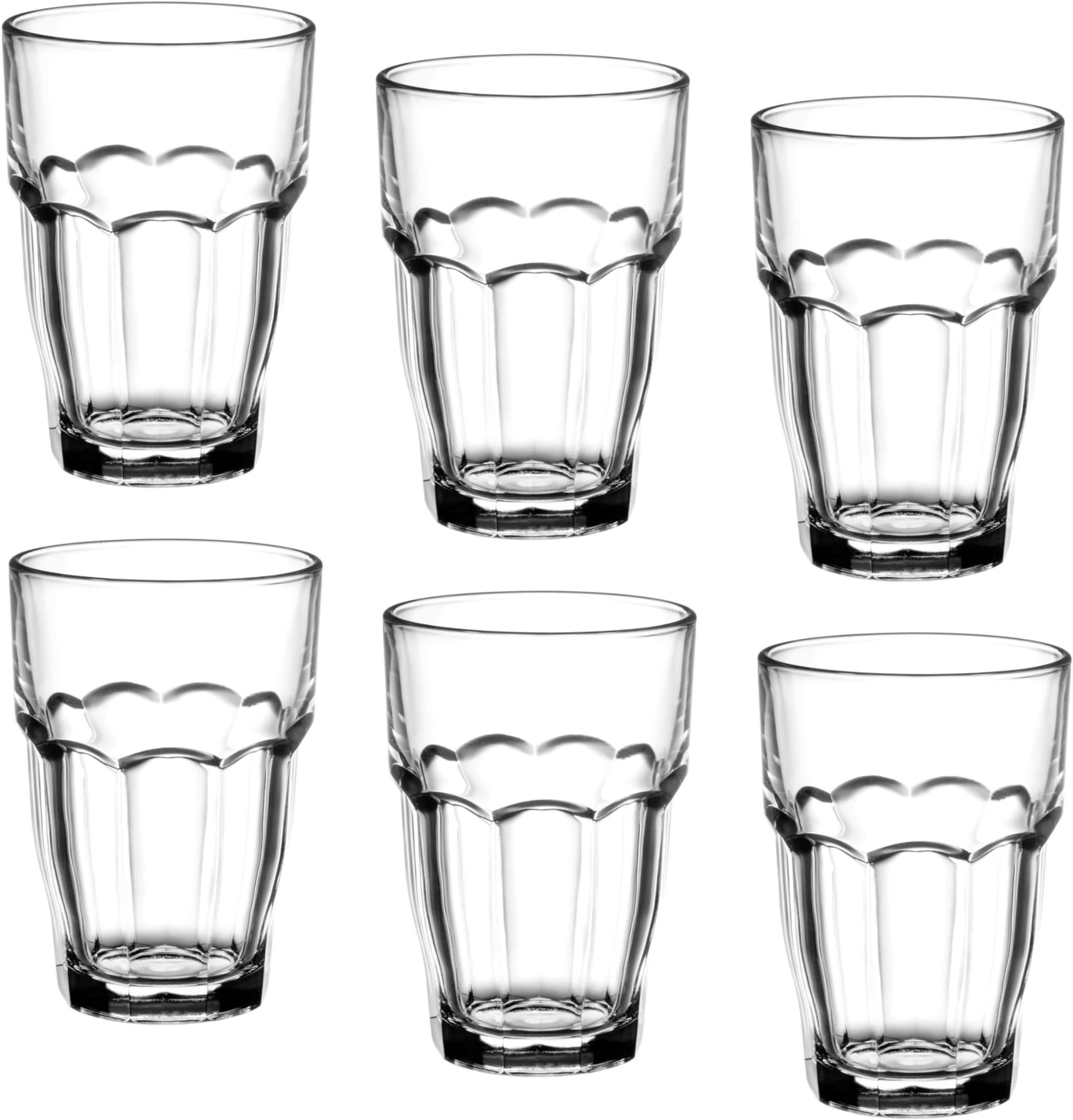 Bormioli Rocco Rock Bar 16.25 oz. Cooler Stackable Tempered Beverage Glasses for Cold Drinks, Water, and Cocktails, Set of 6, Clear