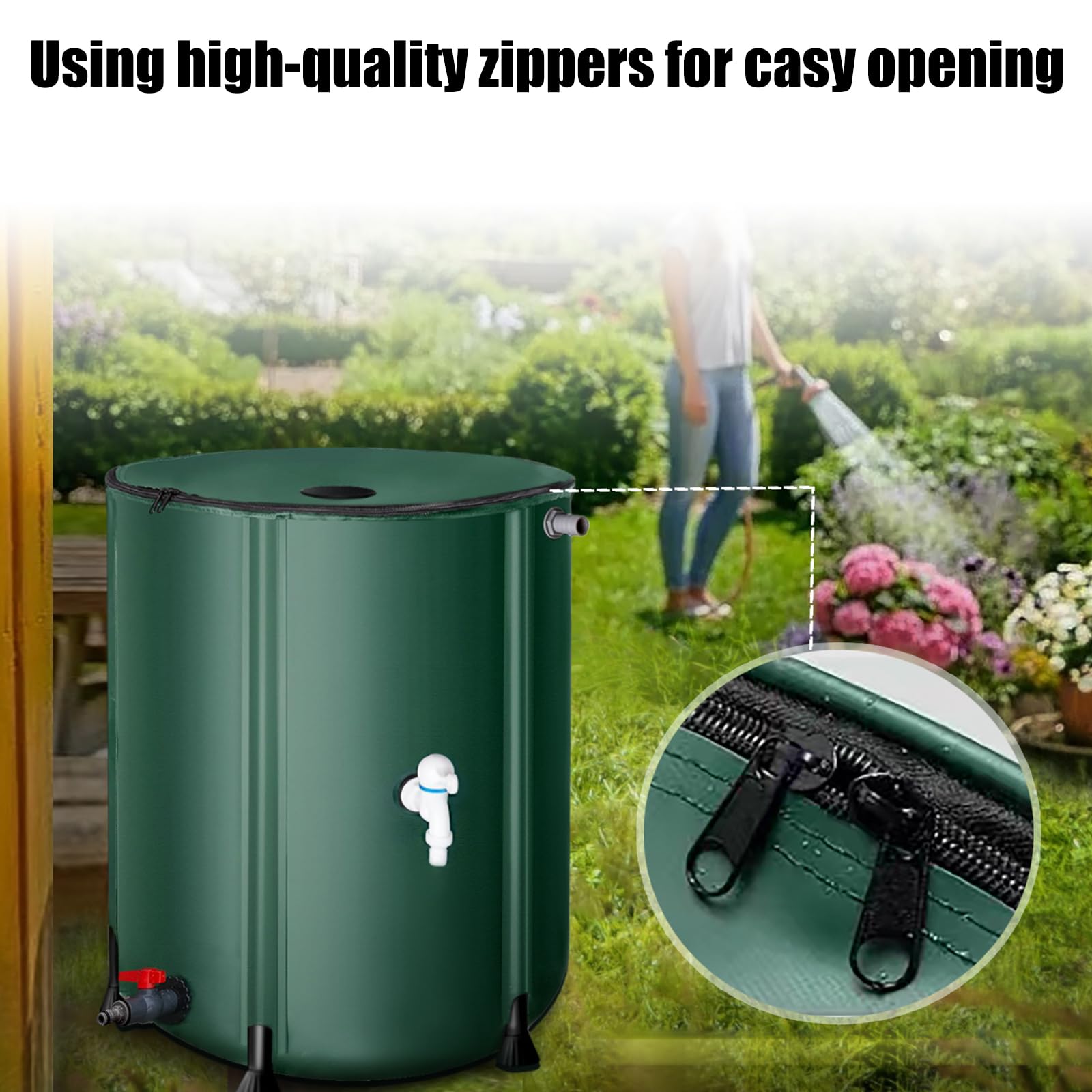 LUOFENG Contenedor portátil de almacenamiento de agua, cubo de agua de lluvia para recolección de agua de lluvia, almacenamiento de riego de jardín
