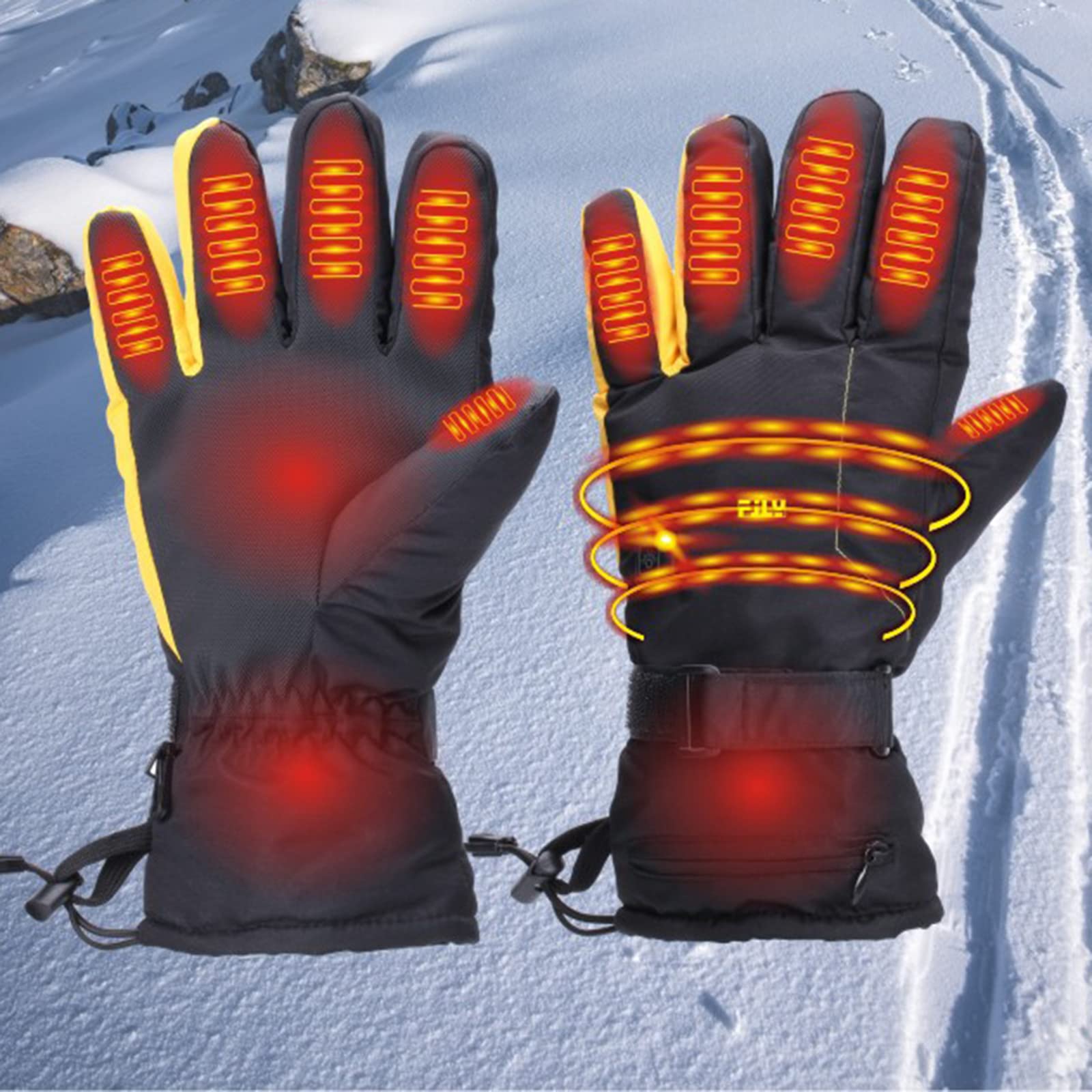 CHEWYNP Guanti Riscaldati Elettrici per Uomo/Donna, 3 Livelli di Riscaldamento ​Riscaldamento Alimentato a Batteria Guanti Antivento Touch Screen Invernali Caldi per Motocicletta all'