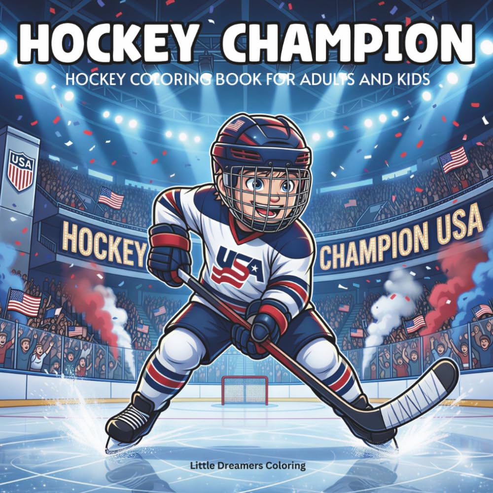American Hockey Champion: Hockey Coloring Book for Adults and Kids