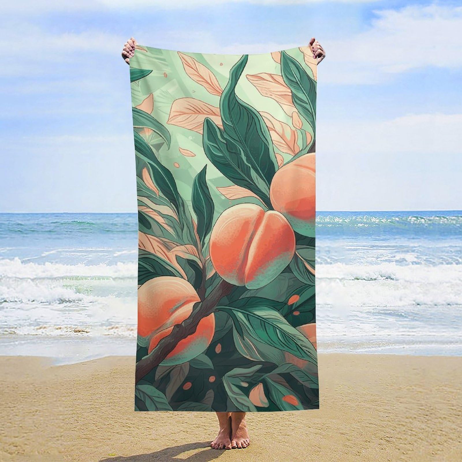 NTVOWPZO Peach on The Branch Beach Towel Oversized Microfiber Bath Towels Lightweight Sand Proof Beach Towels Absorbent Pool Towels for Swimming Yoga Bathroom Towel 31.5" X 63"