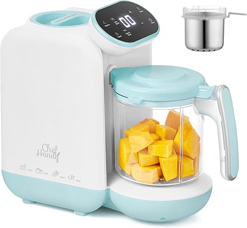 Chefhandy Máquina de alimentos para bebés, vaporera y licuadora, máquina de puré con mezcla automáticamanual, cesta de vapor, calentador de