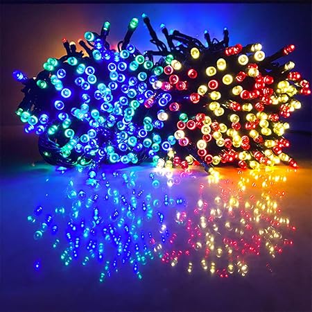 Amazon Co Jp Gfoxmall ソーラーライト Ledイルミネーションライト 防水 500球 50m クリスマス 飾り ライト パーティーライト 新年 祝日 結婚式 学園祭庭対応 8パターン Ip65防水 大容量バッテリー 庭 ガーデン 植込みなど飾りライト 4色選択可 カラフル ホーム