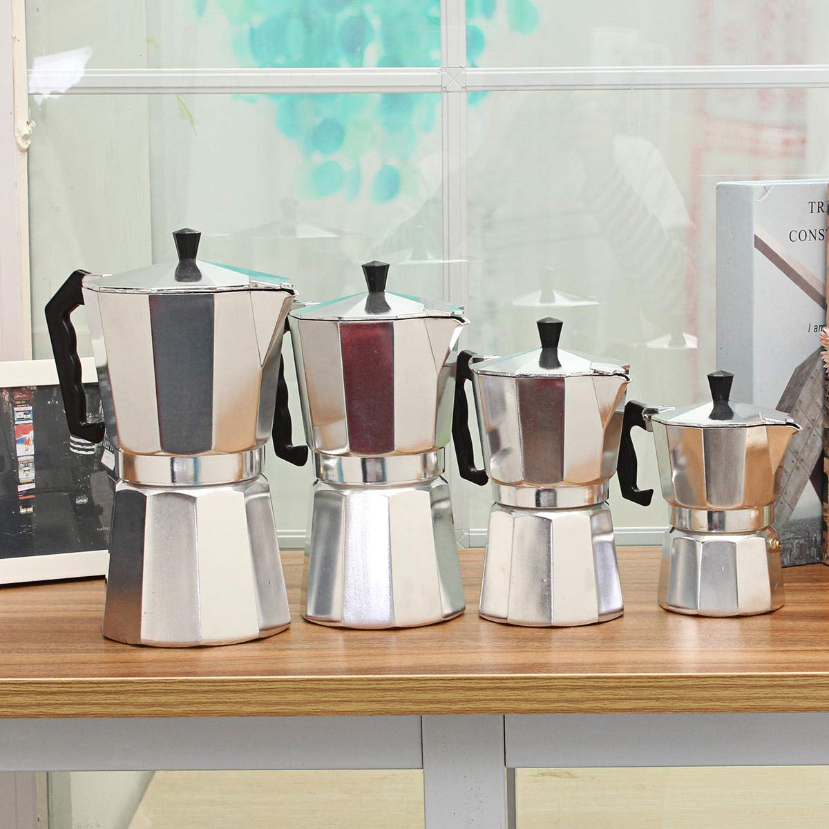 KingLan 3/6/9/12 Tazas Aluminio Espresso Moka Percolator Cafetera Portátil Stovetop Home DIY -600Ml