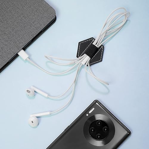 Miniatura 6 de Pajean 10 soportes para bolígrafo para cuaderno, autoadhesivos, de cuero, para cuadernos, con lazo elástico hexagonal diseñado para cuadernos,