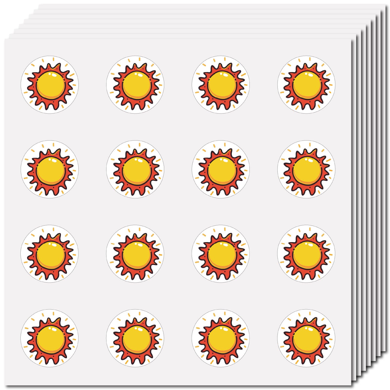 CREATCABIN 128Pcs Sun Planner Stickers Helmet Sticker Decals Self-Adhesive Waterproof Sticker Round Dot Cartoon Decal Bulk Stickers for Scrapbooking Craft Calendar Water Bottles Laptop Guitar 2.5cm
