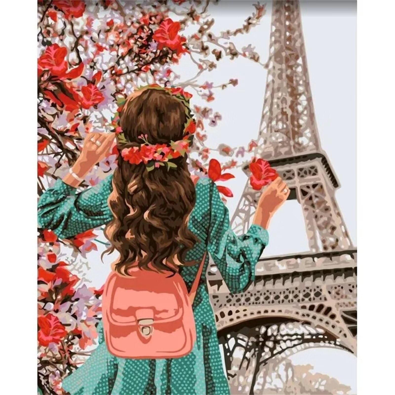 Dipingere con i Numeri Adulti,Ragazza di Parigi Pittura di Numeri a Olio Fai da Te kit di pittura acrilica per adulti Bambini,Con Pennelli e Colori Acrilici per casa Decora Regalo con Telaio,60x75cm