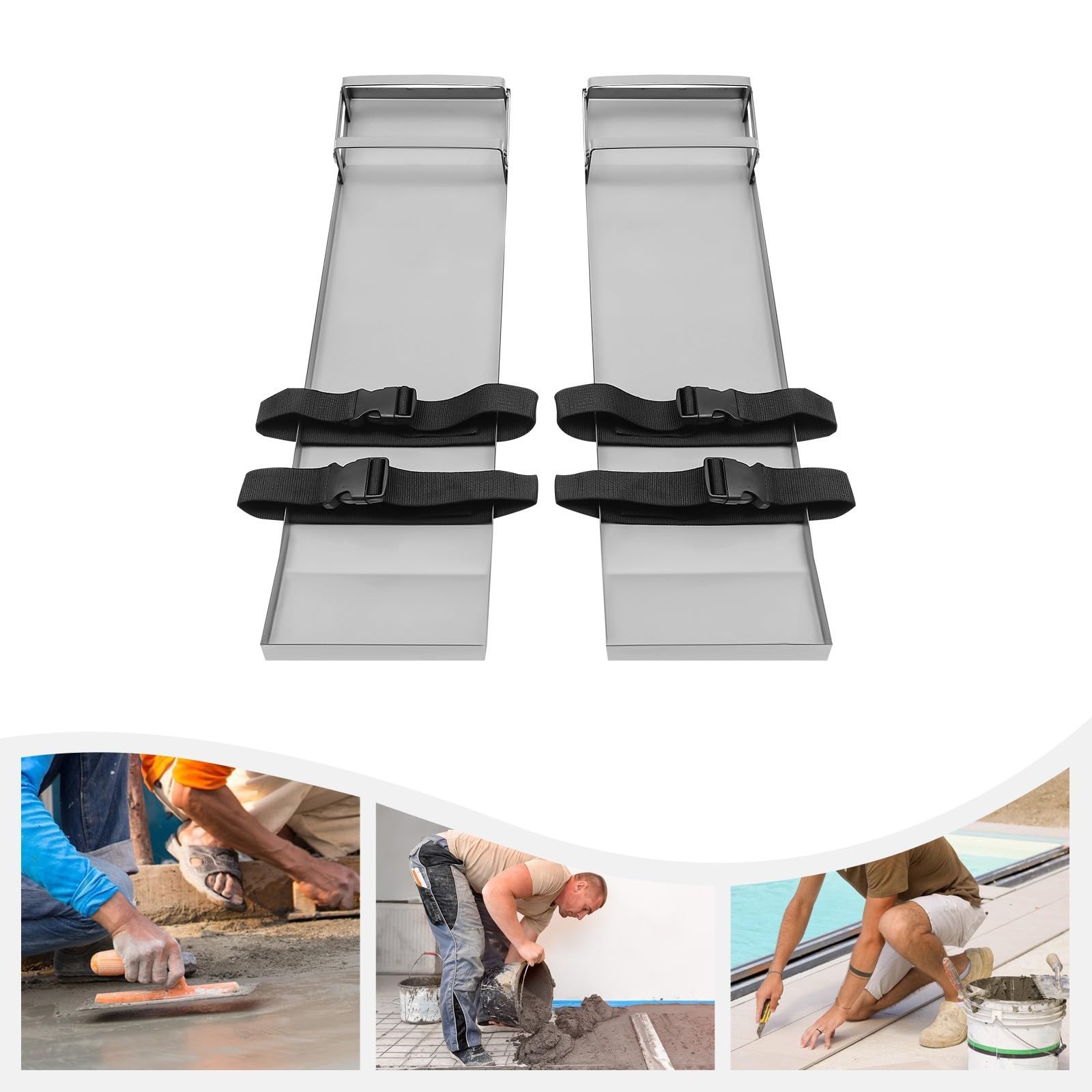 Rodillera de acero inoxidable, 70 x 20 cm, para trabajos de hormigón, acabado de cemento, equipo de construcción, con capacidad de carga de 50 kg, diseño ergonómico, superficie pulida, uso