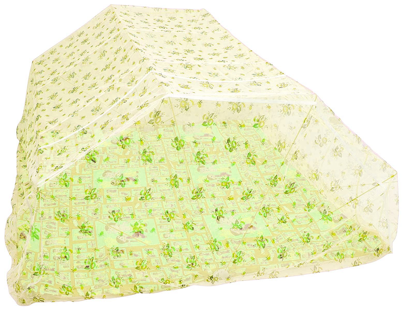 Elegant Premium Printed Mosquito Net for Double Bed 6 x 6 Feet Yellow Color – Durable Mesh, Easy Folding, 360° Protection from Mosquito, Washable – Best Value Price-image-46
