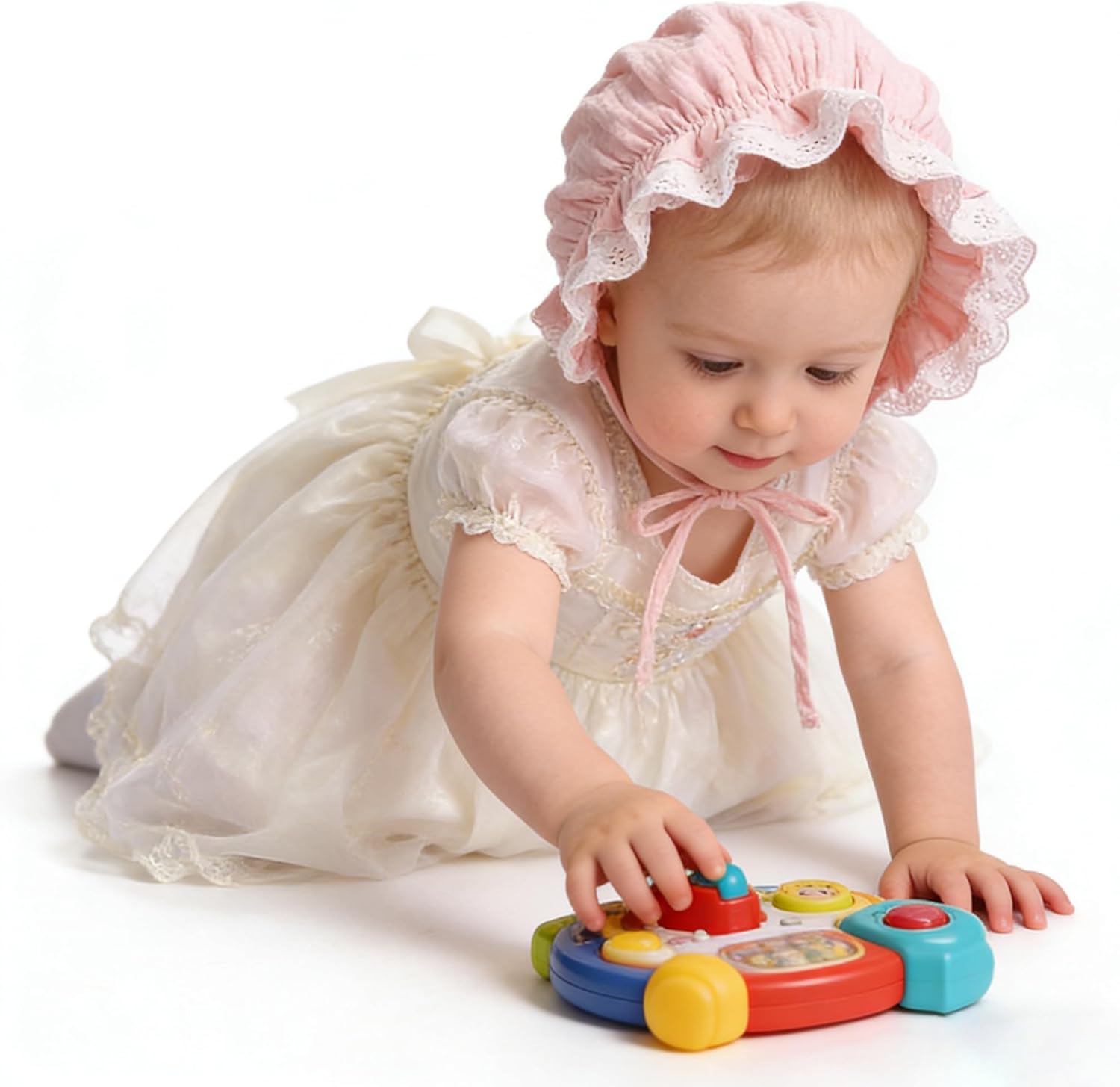 Baby Girl Boy Lace Cotton Bonnet Soft Breathable Adjustable Sun Protection Hat for Infant Newborn Toddler - Image 6