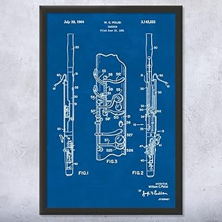 Framed Bassoon Print, Bassoon Player Gift, Orchestra Art, Bassoon Blueprint, Music Teacher Gift, Bassoon Decor Blueprint (8x10)