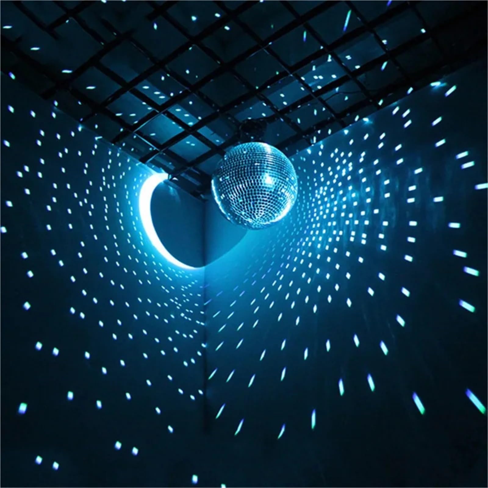 Boule à facettes rotative en verre, effet disco coloré et brillant, idéale for les mariages, les fêtes de Noël et l'éclairage DJ.(20cm)