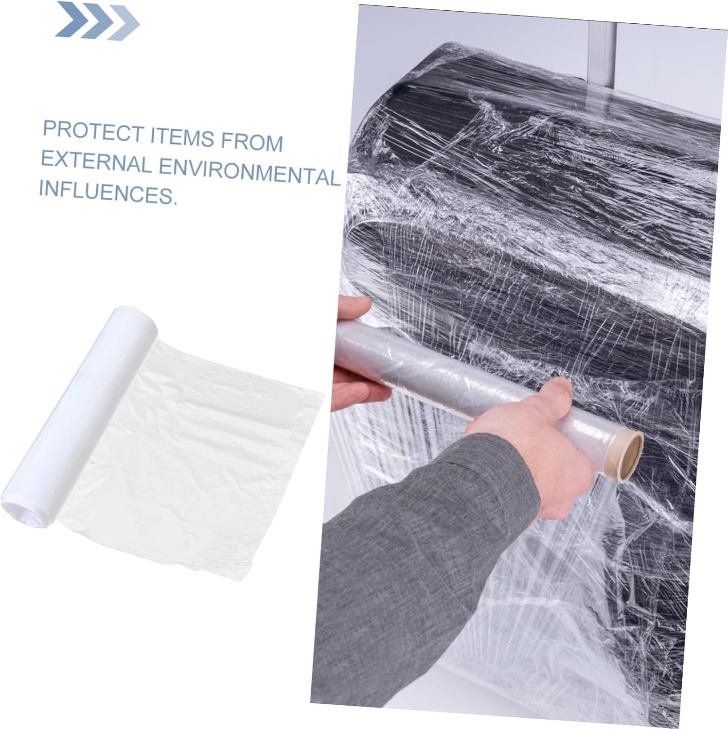 Plastic Stretch Film Roll Wide Self-adhering Wrap for Shipping and Moving High Stretch Performance No Adhesive Needed Packaging