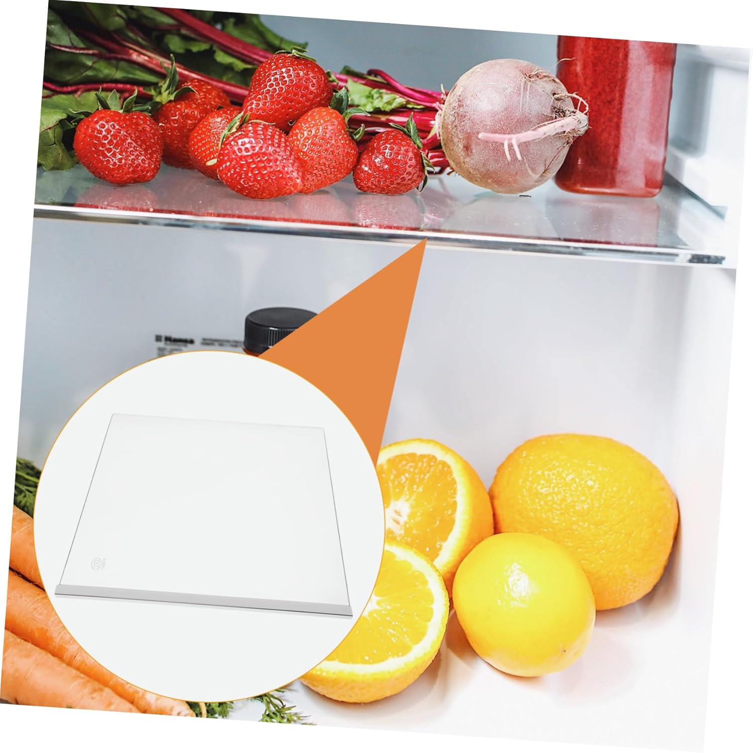 Gadpiparty Tempered Glass Refrigerator Divider 1-Piece Fridge Shelf Organizer Removable Separator for Kitchen Storage for Freezer and Refrigerator Organization