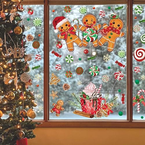 Miniatura 86 de Horaldaily 221 calcomanías de Navidad para ventana, bolas de Navidad, ramas de nieve para el hogar, suministros de fiesta, tienda, ventana