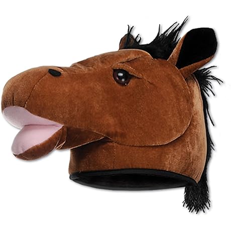 Plush Fabric Horse Head Hat Costume Accessory, Equestrian Theme Photo Booth Supplies