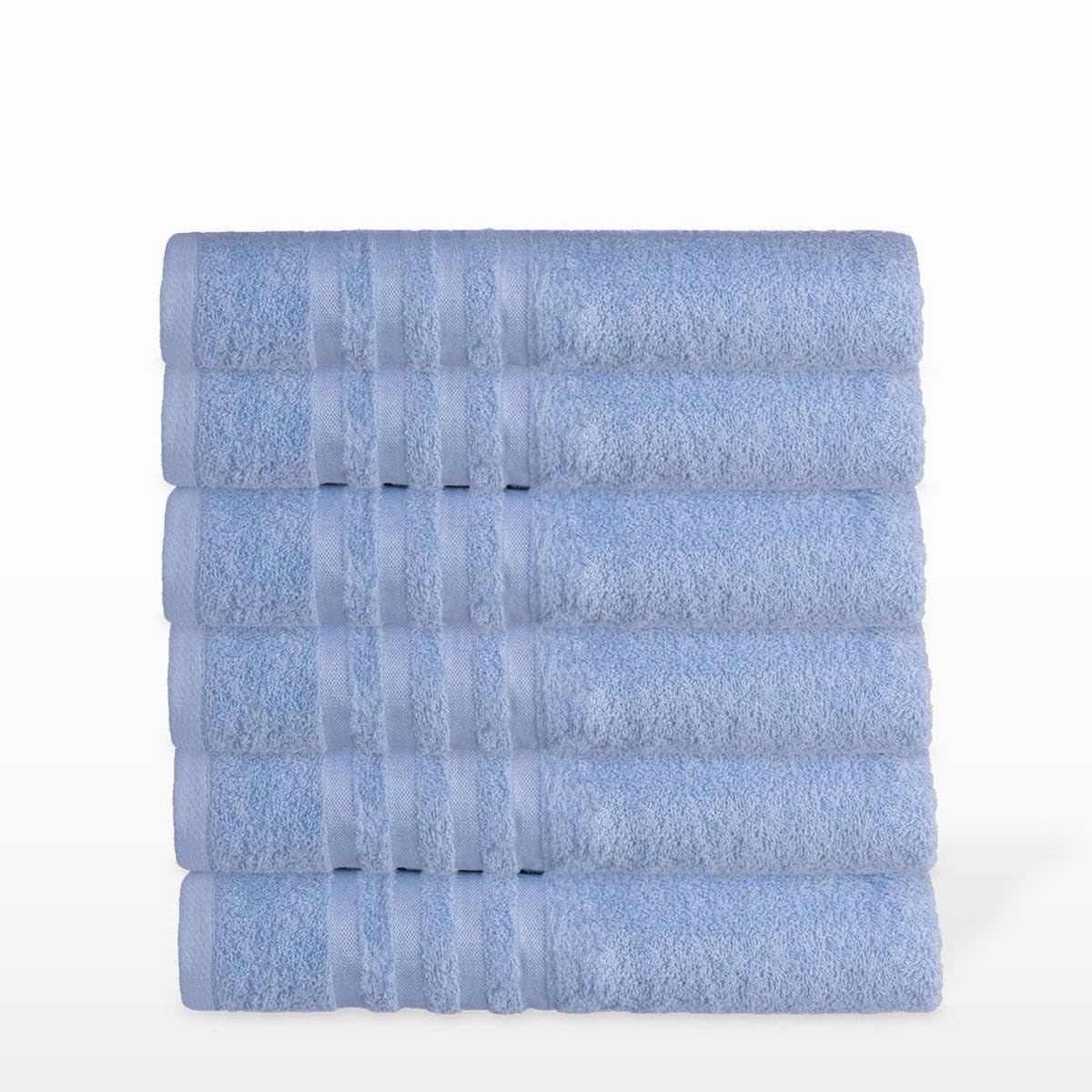Juego de 6 Toallas de Ducha Grandes Azul 100% algodón Rizo de 150x100 cm | Tejido suave de gran gramaje con alta absorción. Aptas para lavadora, de uso diario.