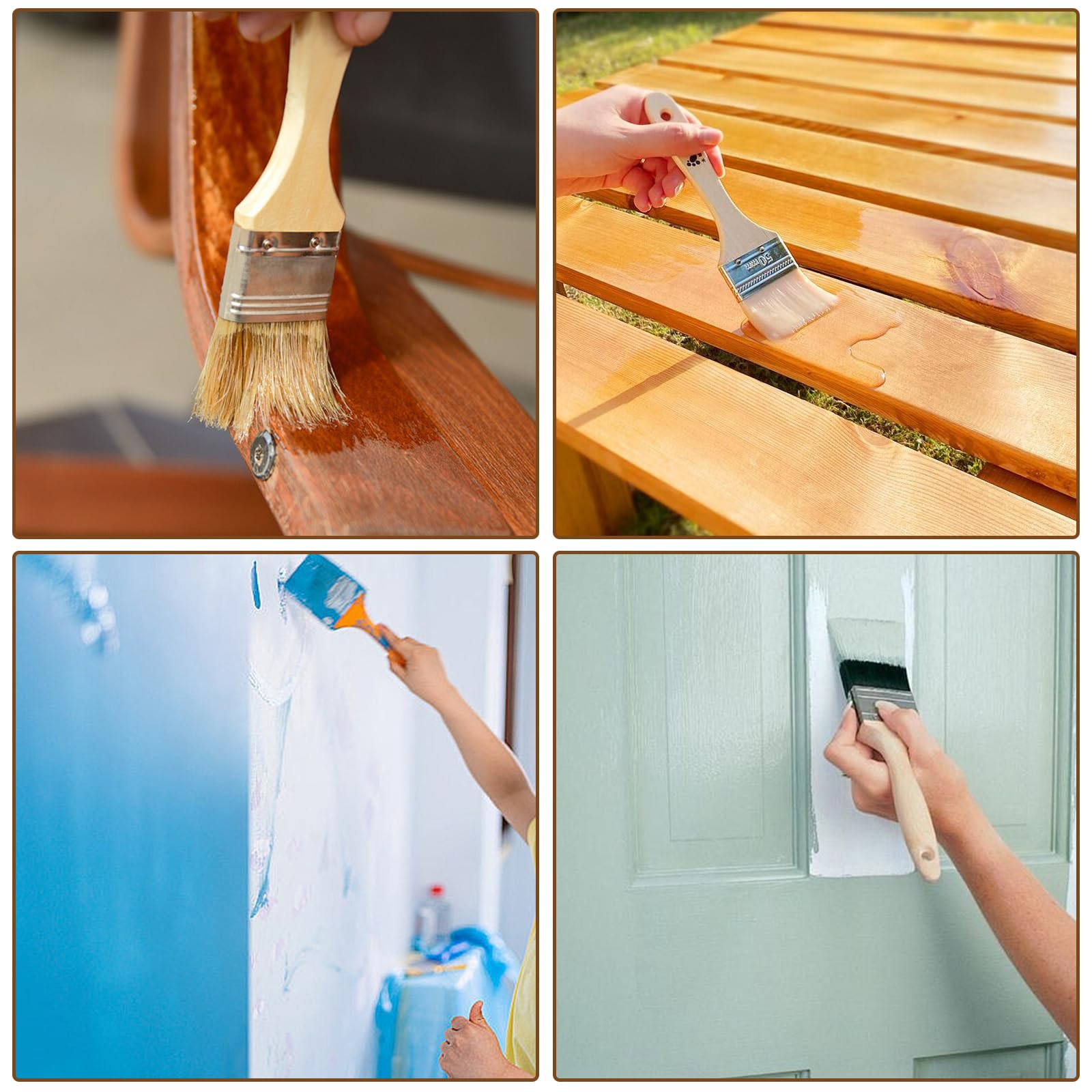 Lot de 24 Pinceaux Peinture, Pinceau 50mm, Pinceau Peinture Mur, Pinceau Plat, Pinceau Vernis Bois, Lot Pinceaux Peinture pour Peintures, Vernis, Tableaux, Peinture Murs et Meubles, DIY