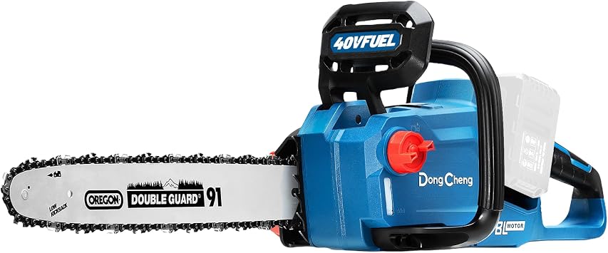 Battery & Charger Not Included Dong Cheng Brushless Chainsaw 16 Inch, 40V Battery Cordless Saw with Tool-FreeTensioning, Instant-Stop Chain Brake, Auto Oiler, Ideal for Tree & Wood Cutting