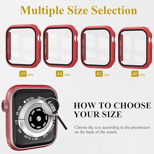 Miniatura 6 de EWUONU - Paquete de 3 fundas compatibles con Apple Watch SE Series 654 de 1.73 pulgadas con protector de pantalla de vidrio templado, cobertura