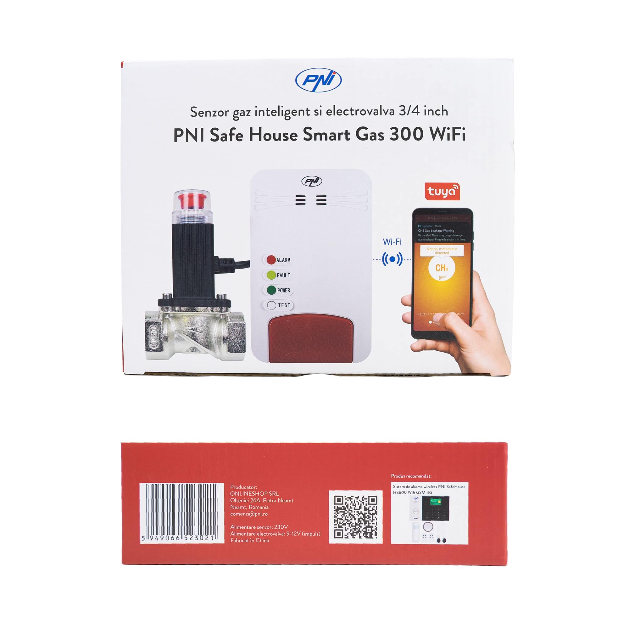 PNI Safe House Smart Gas 300 zawór magnetyczny WiFi czujnik gazu z alarmem akustycznym Tuya