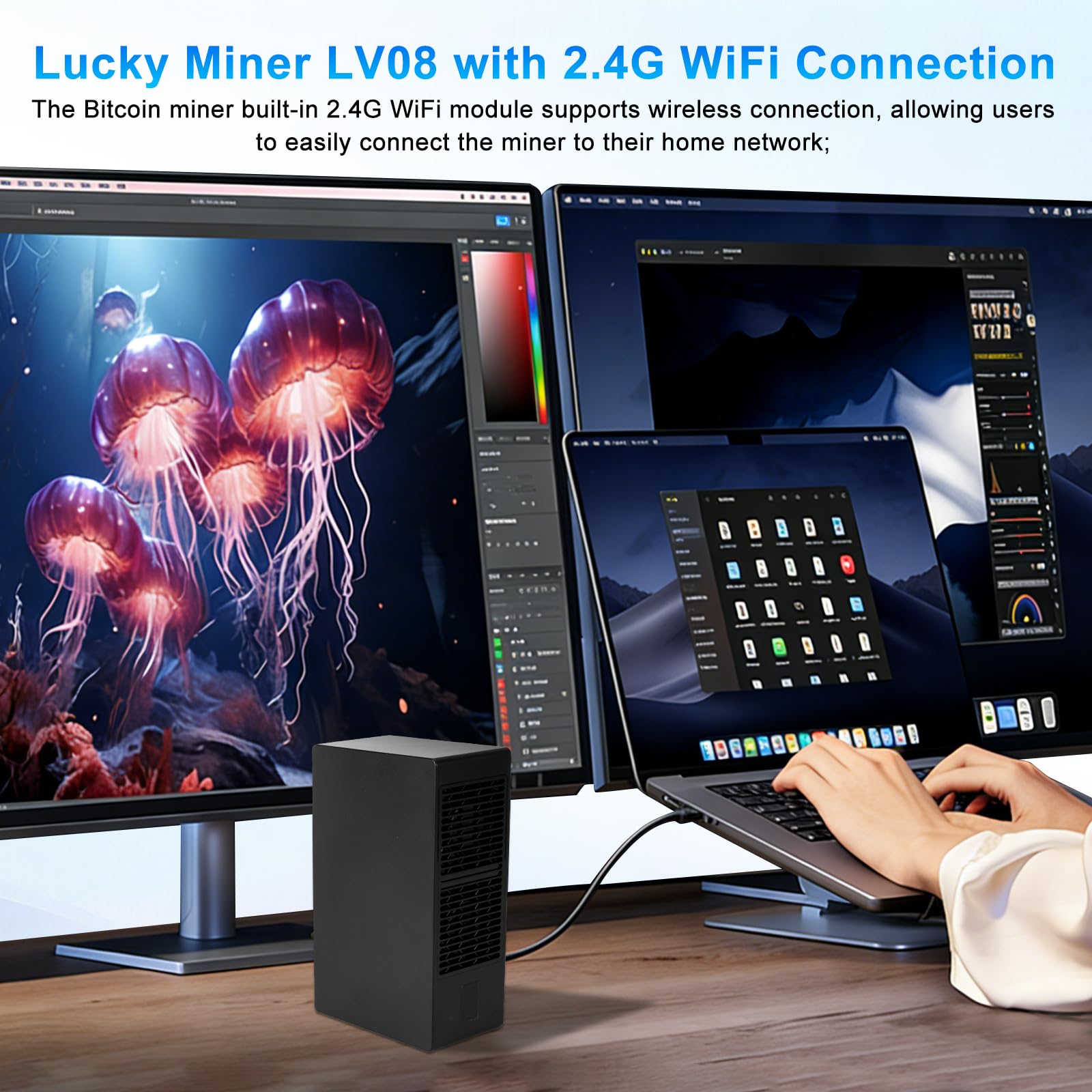 Bitcoin Miner, APKLVSR Lucky Miner LV08 BTC Solo Miner– 4,2 TH/s 2,4G WLAN SHA-SHA -256 Chip BM1366 Server Mining silenzioso Bitcoin Mining per uso domestico (BTC), Plug & Play