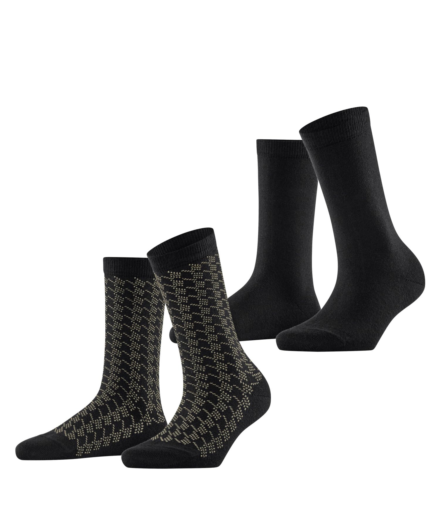 ESPRIT Damen Pepita Pattern 2-Pack Socken gemustert atmungsaktive nachhaltige biologische Baumwolle 2 Paar