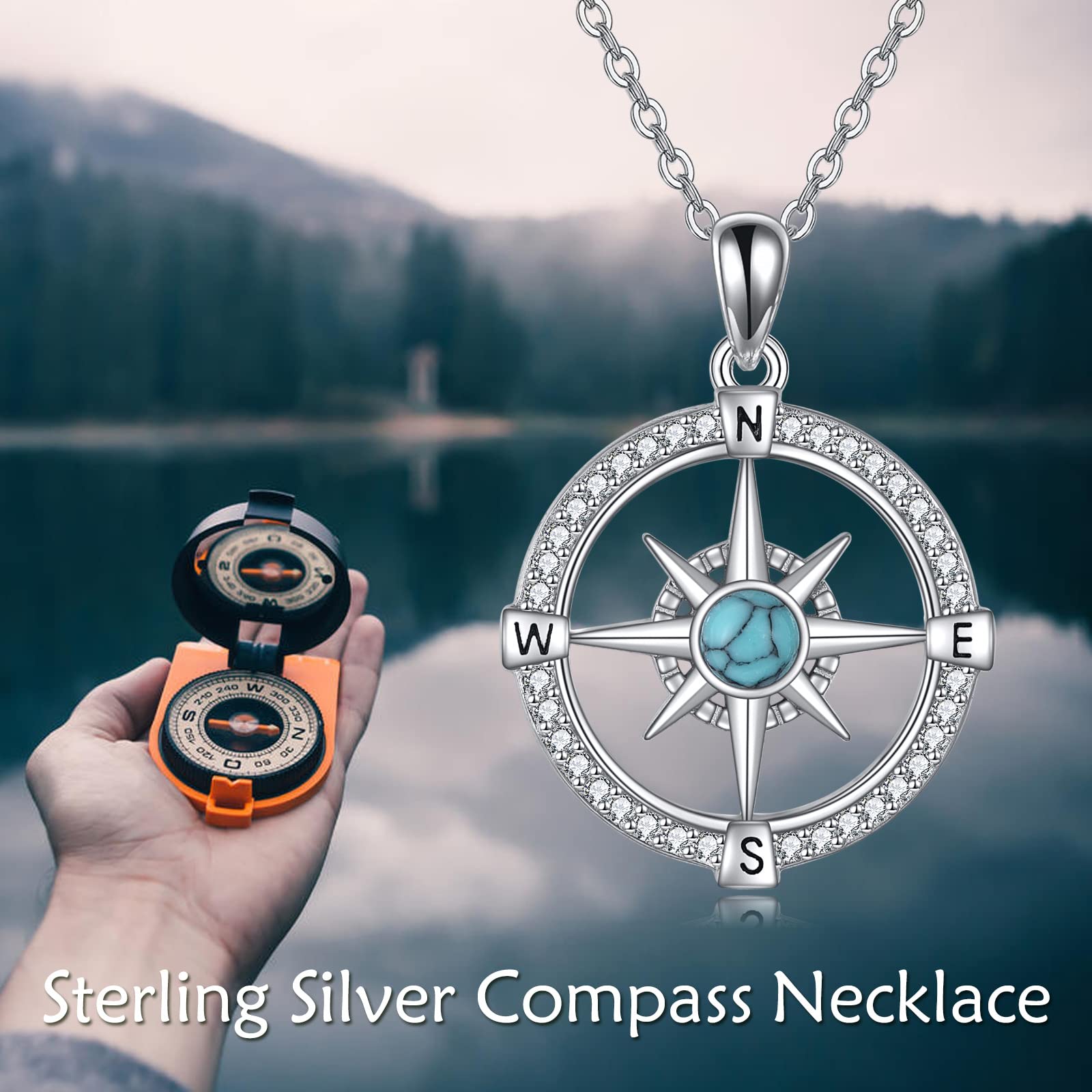 VONALA Collar de plata de ley 925 con colgante de corazón de estrella de mar para mujer, 27.2mm x 20mm, Plata esterlina, Turquesa