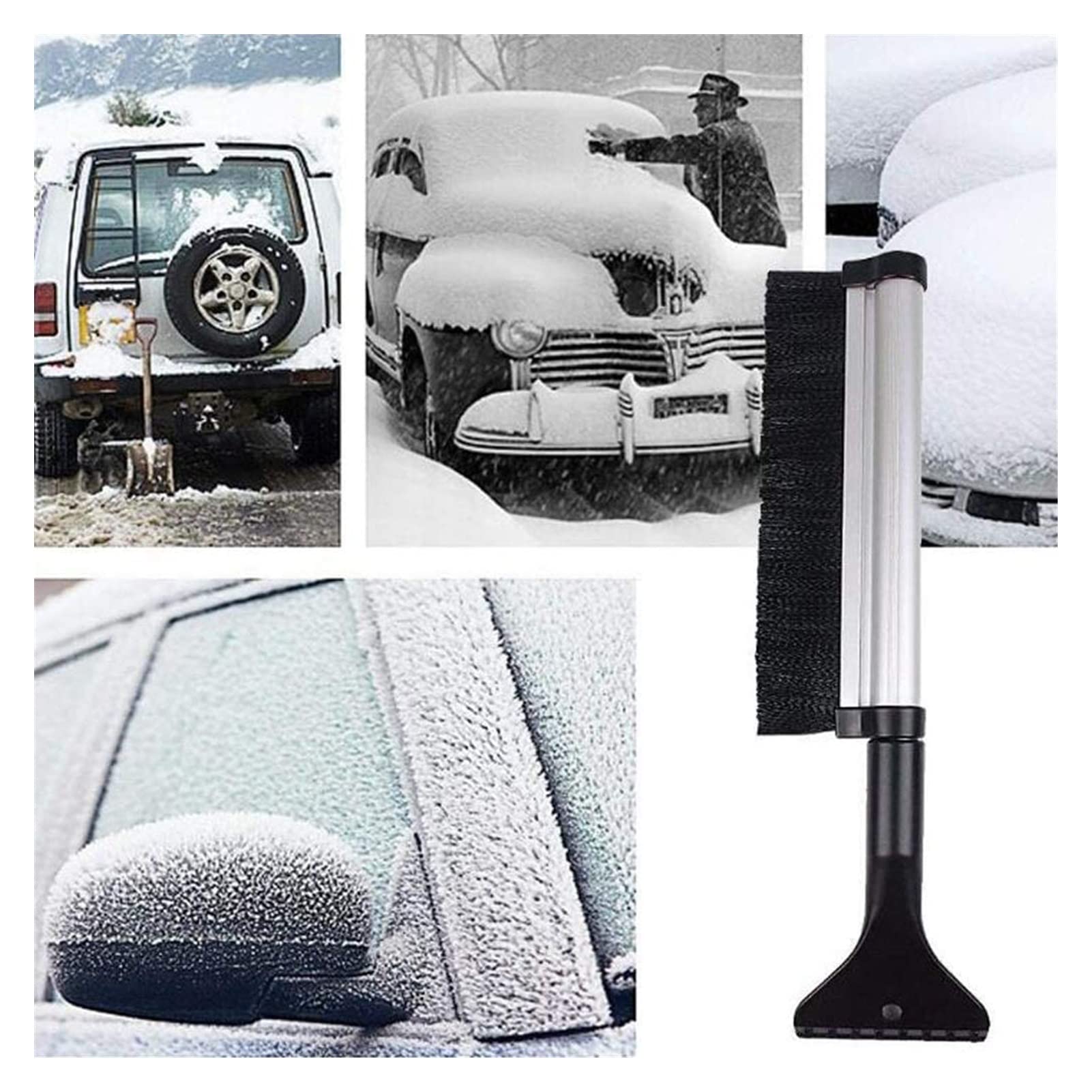 Spazzola di Neve allungabile Raschietto di Ghiaccio Compatibile con Il rimozione del Ghiaccio Automobile Compatibile con Il Parabrezza in Vetro Leggero Robusto