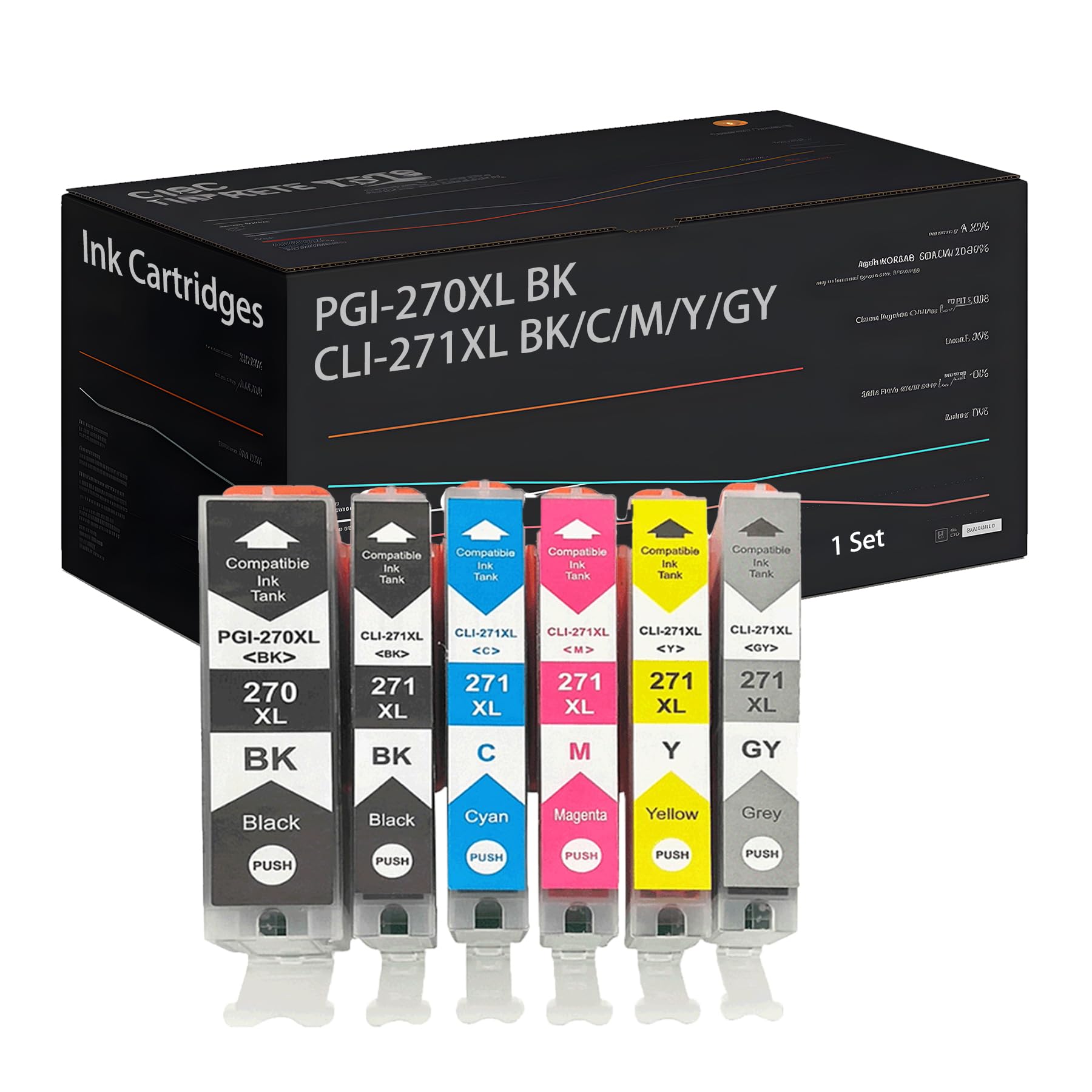 Amazon.com: PGI-270XL BK CLI-271XL BK/C/M/Y/GY Ink Cartridges ...