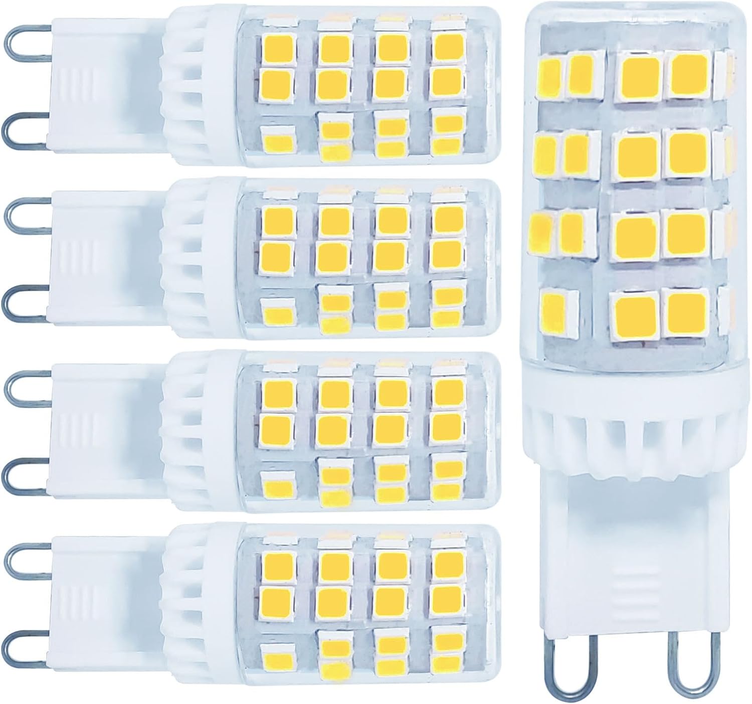G9 LED Bulb Dimmable 4.5W Chandelier Light Bulbs (50W Halogen Equivalent), Warm White 3000K 550LM G9 Bi Pin Base Lamp, Pack of 5