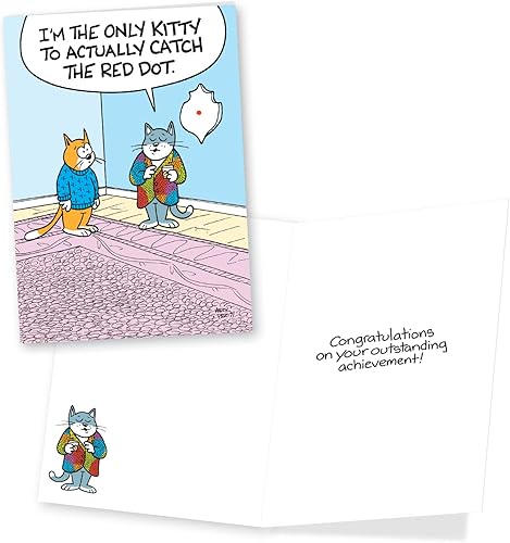 Miniatura 5 de NobleWorks Paquete surtido de 3 tarjetas de felicitación con sobres (3 diseños, 1 cada uno) Cat Congrats VC10229CGG-C1x3