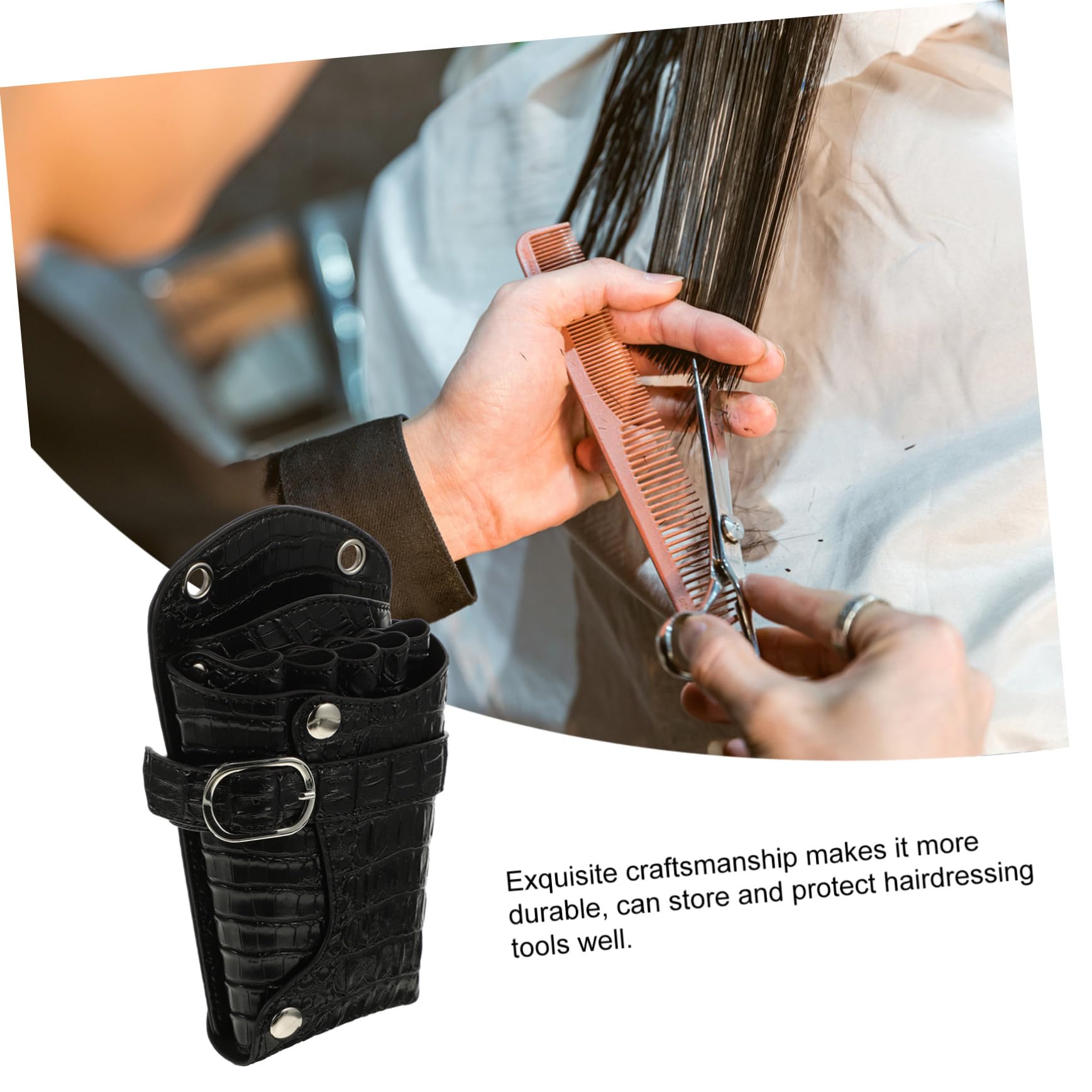 Friseurscheren Etui Schwarz aus Pu mit Mehreren Fächern
