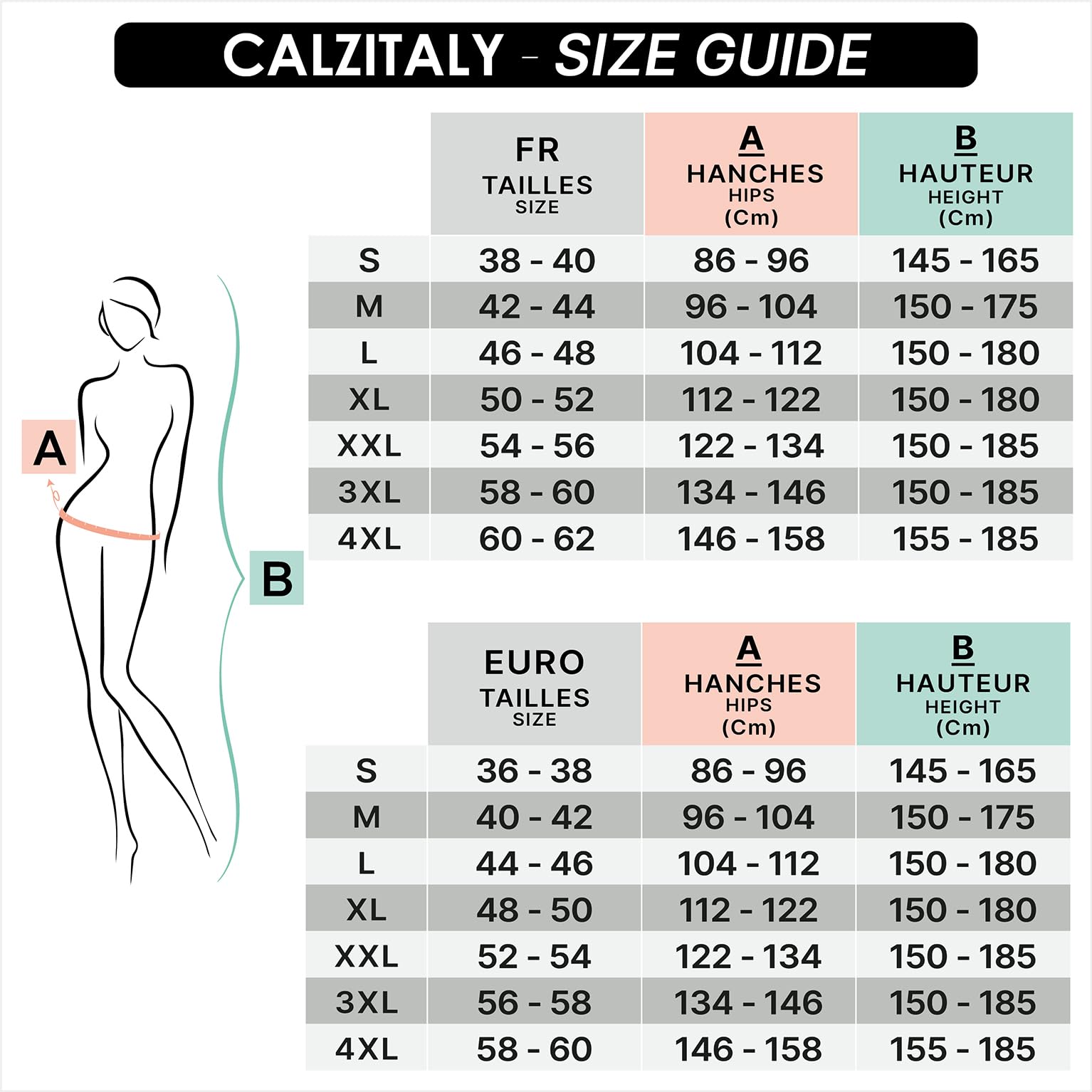 CALZITALY PACK 1/2 Paires - Collants de Contention avec Compression Forte 10 mm/Hg, S, M, L, XL, XXL, 3XL, 4XL | 70 DEN | Made in Italy
