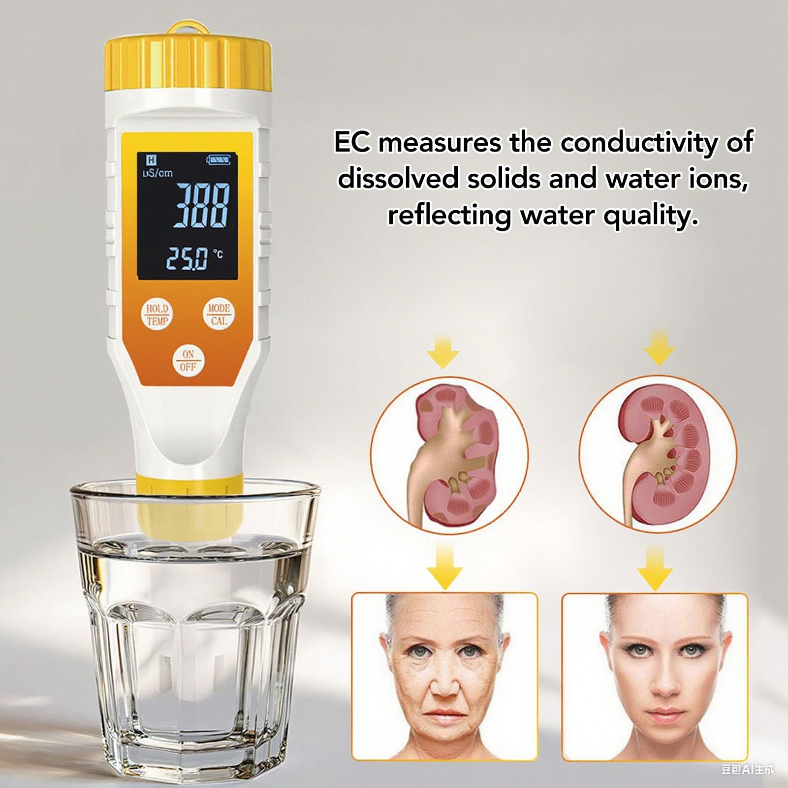 TOPINCN 7 en 1 Probador de Calidad del Agua, TDS de PH EC Hydrogen Orp Salinity Temp Meder Probador de Agua Digital para Acuarios de Agua Potable Piscinas, Probador de Agua de la