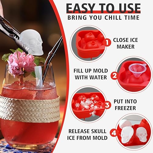 Miniatura 4 de Molde grande para bolas de hielo de whisky, un juego de 4 moldes grandes para cubitos de hielo, moldes redondos grandes, silicona reutilizable de