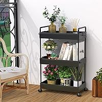 Vista 6 de SOLEJAZZ 3 Tier Rolling Storage Cart with Wheels Slim Craft Nail Makeup Snack Art Baby Utility Cart Organizer on 2 Lockable Wheels for Bathroom