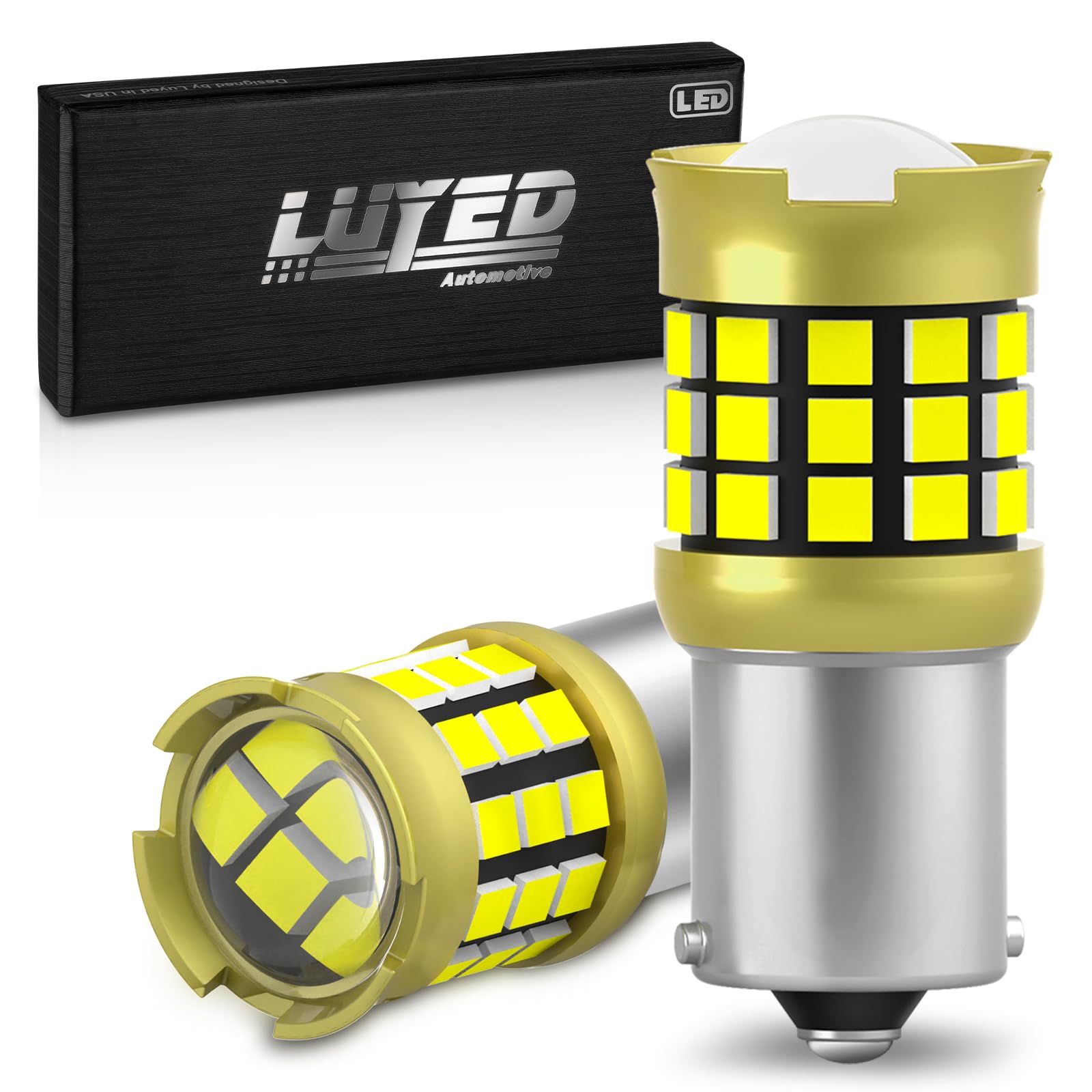 LUYED 1156 LED Bulb 7506 BA15S P21W - 600% Brighter 2000LM Lite Brite 6500K Cool White, Projector Lens Backup Reverse Light Turn Signal Tail Brake Light Replacement, Pack of 2