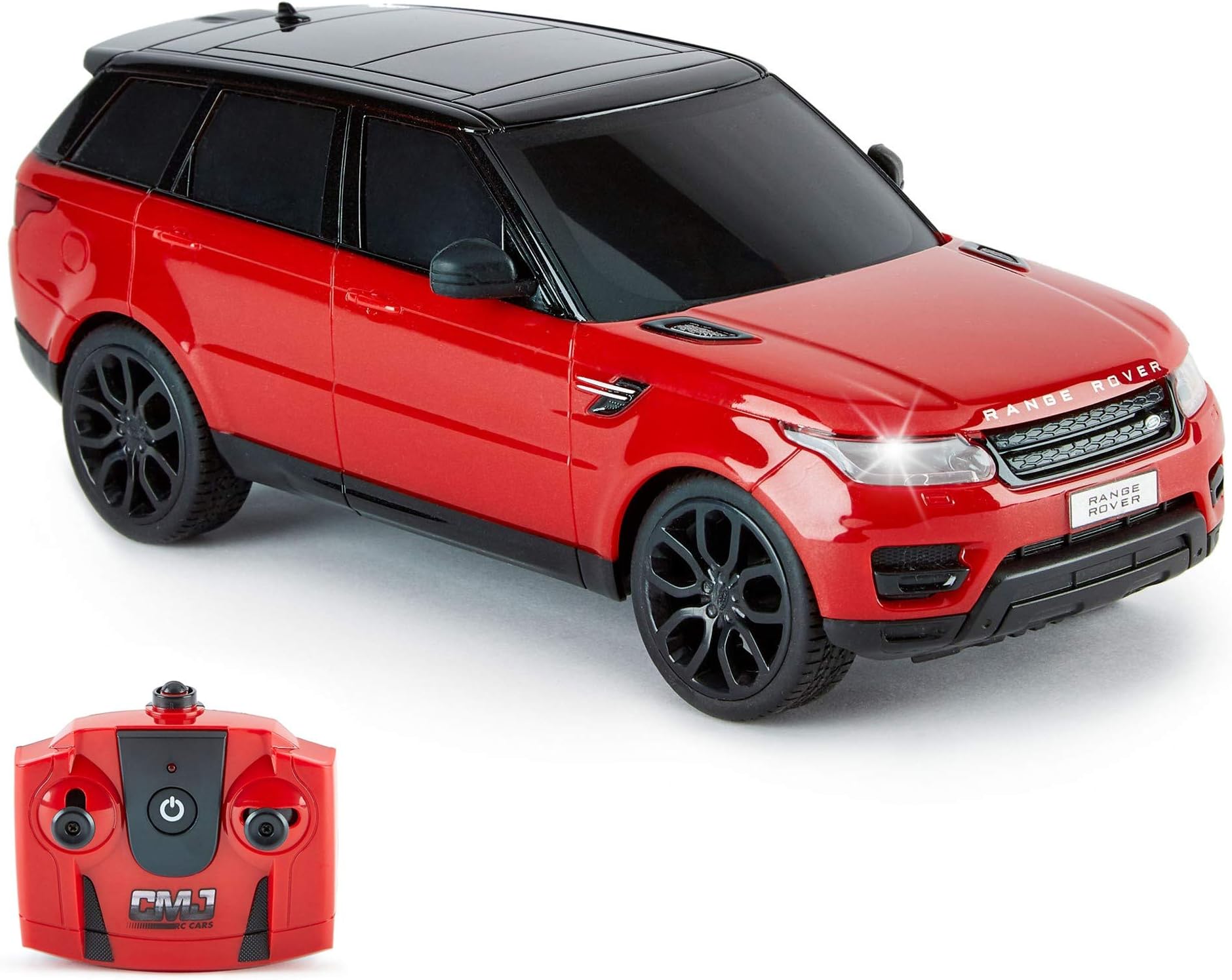 CMJ RC CarsTM Range Rover Sport Official Licensed Remote Control Car 1:24 with Working LED Lights, Radio Controlled Supercar (Range Rover Sport Red)