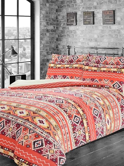 H2 Linen Aztec Ethnic Printed Duvet Cover Single Size Vintage Boho