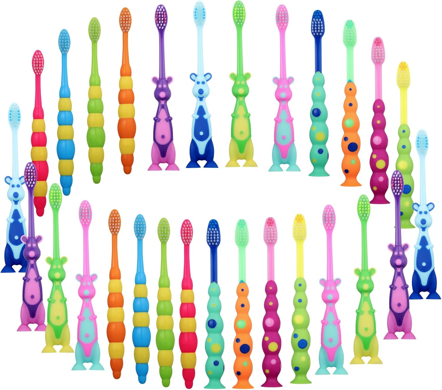 Hushee 48 Pieces Toddler Toothbrush Kids Manual Toothbrush Toothbrushes with Covers