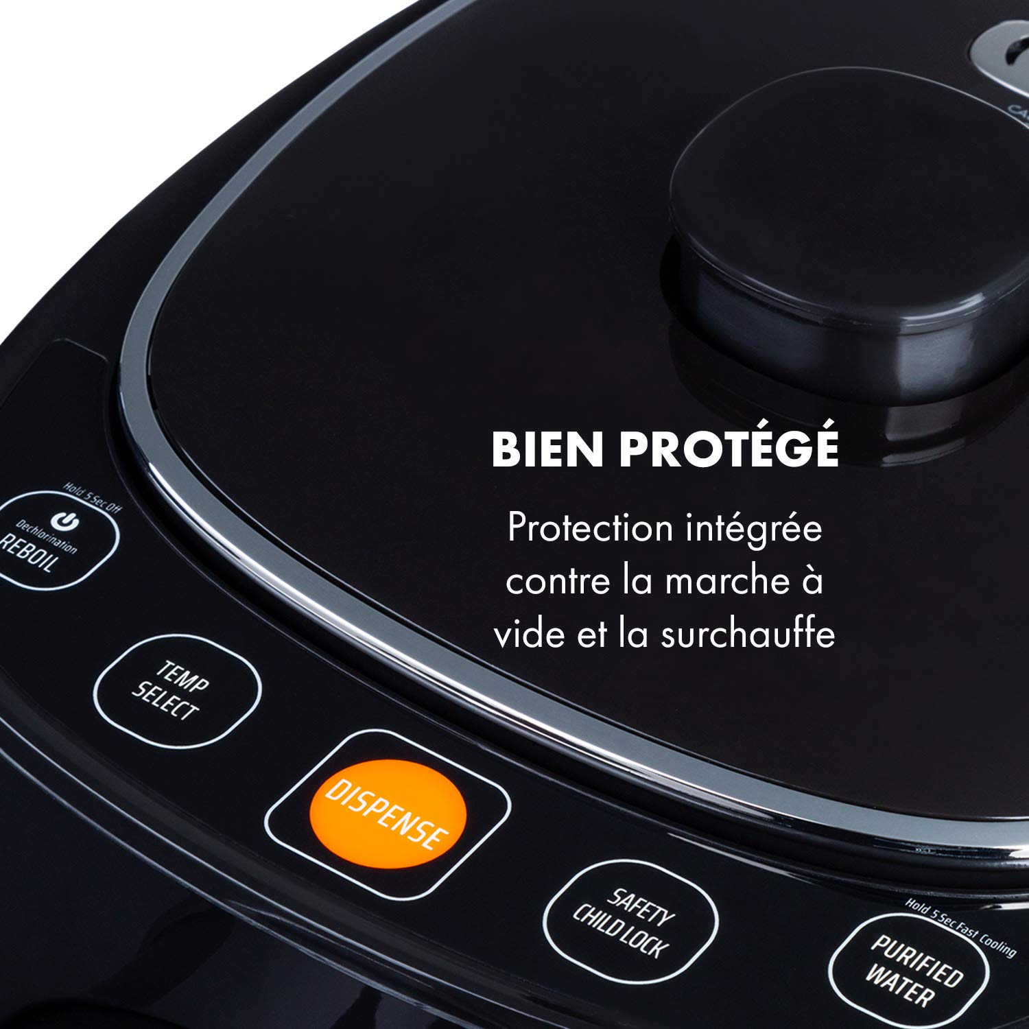 Klarstein Hot Spring Plus - Distributeur d'eau chaude : réservoir d'eau: 5L, écran LCD, températures: 45-95 °C, réservoir d'eau en inox, sécurité enfants et anti-surchauffe, noir