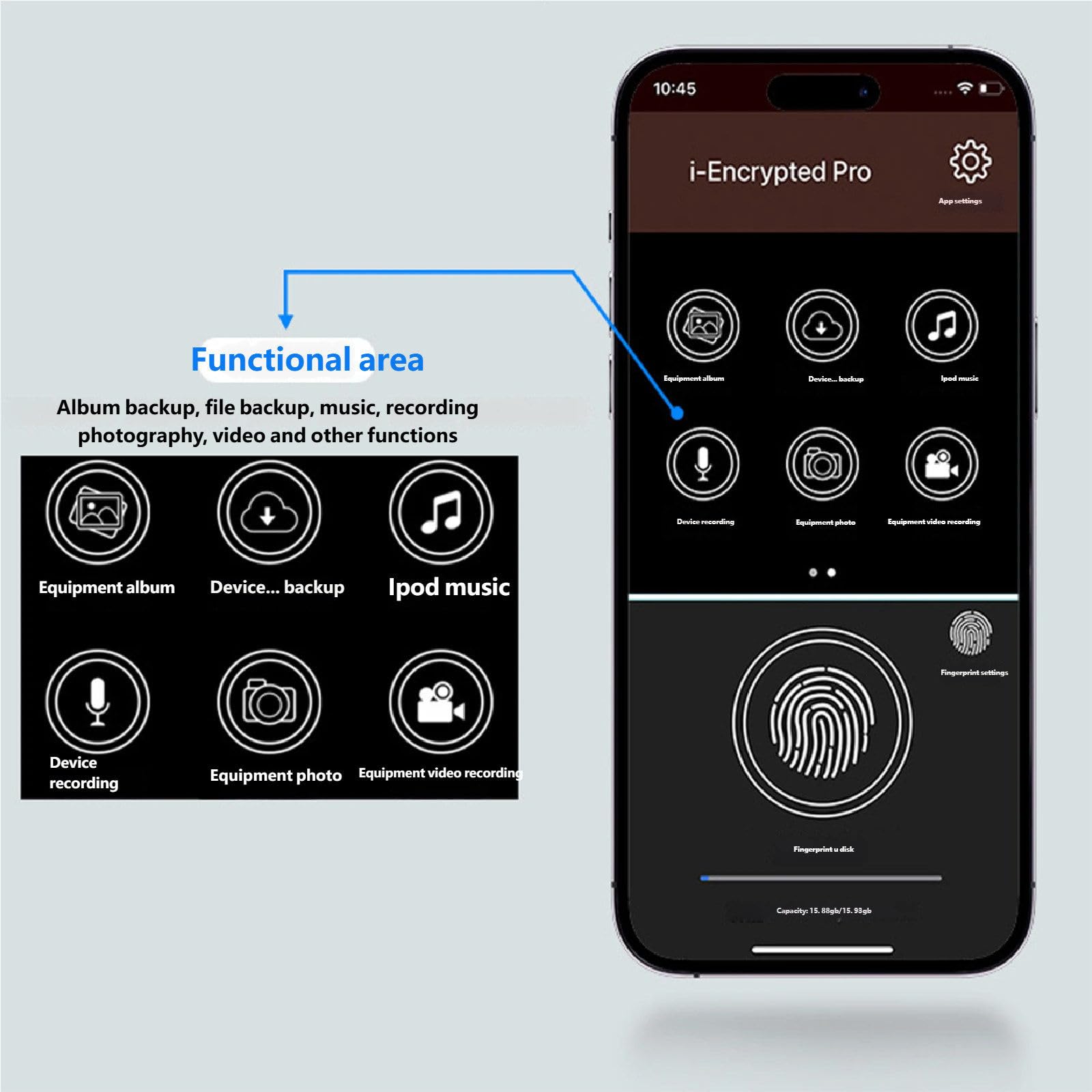 Chiavetta USB Universale con Impronta Digitale, protetta da Password, con crittografia, per Computer e archiviazione Esterna 512GB