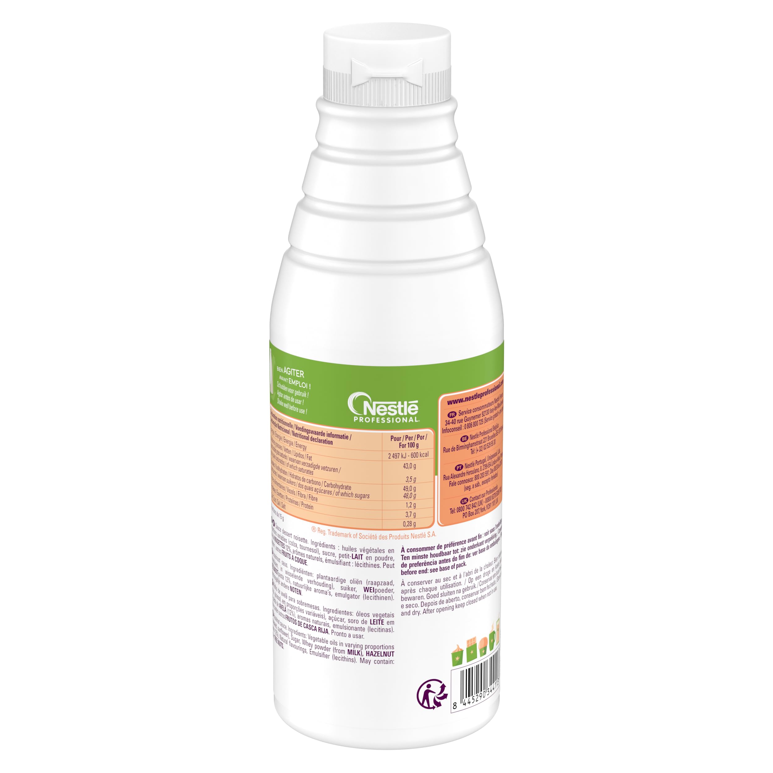 NESTLÉ DOCELLO Sauce Sensation Hazelnut - Sauce Dessert Noisette - Forte Teneur en Noisette (12%) - Aide à la Pâtisserie, Topping, Nappage Gâteau, Coulis - Bouteille Squeeze - 750g (Lot de 2)