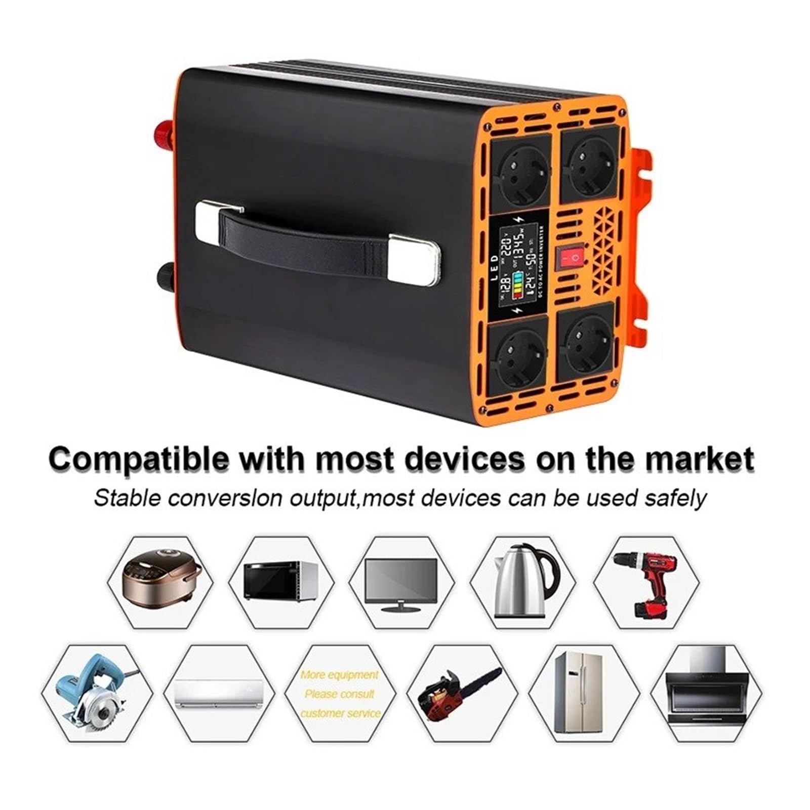 Power Inverter Inversor Corriente Inversor Onda Sinusoidal Pura 7000 W Y 9000 W CC 12 V/24 V A CA 220 V 50 Hz Convertidor para Coche Hogar Y Autocaravana.(9000W 12V)
