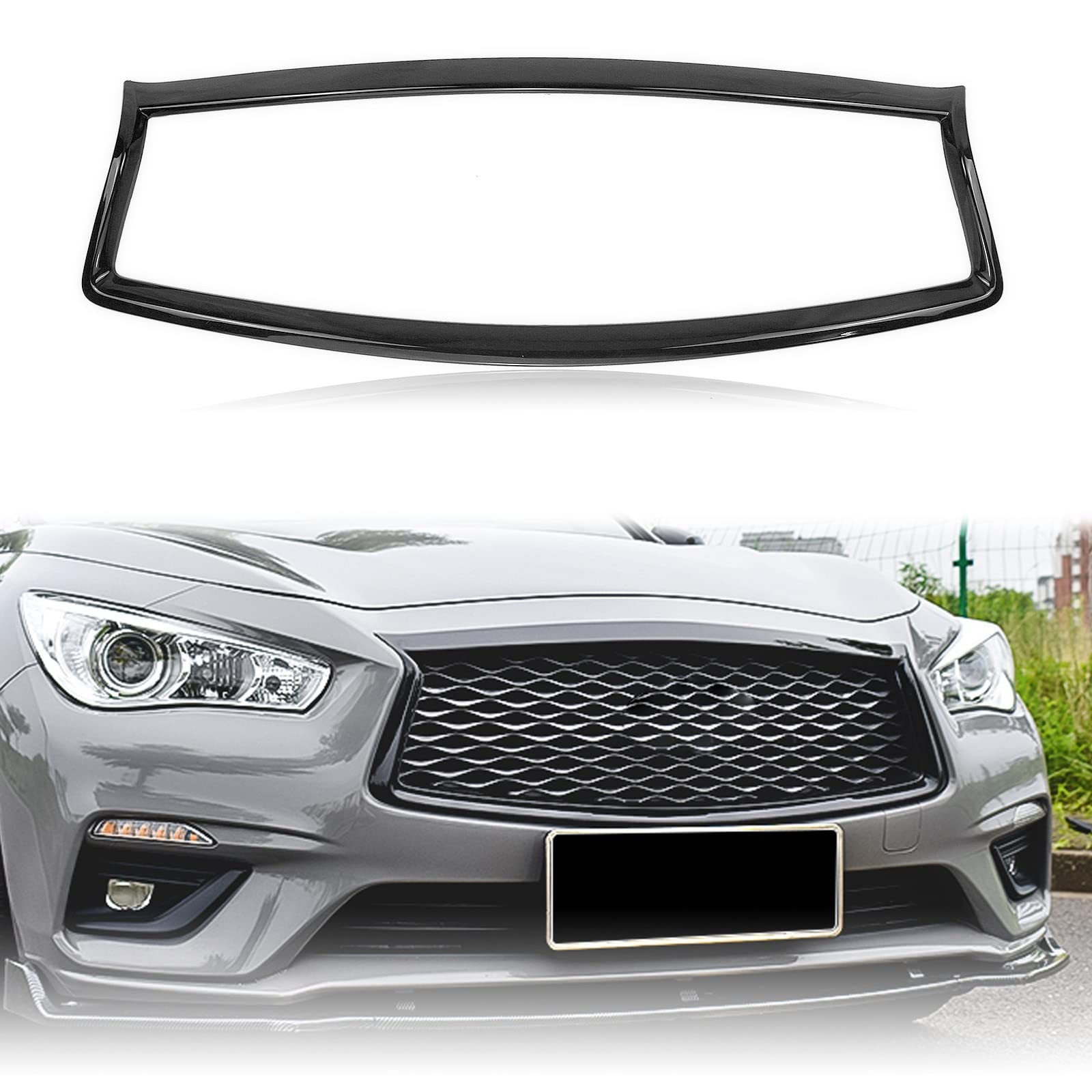 Garniture de calandre avant noir brillant pour Infiniti Q50 Q50S 2014-2017