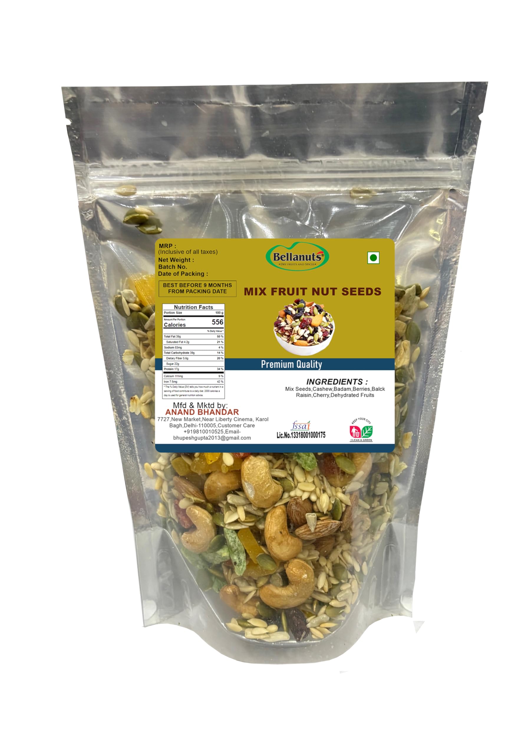 Bellanuts Healthy Trail Mix Fruits Nuts Seeds - 500g I Almonds Cashews Pista Raisins Blueberries Cranberries Pumpkin Seeds - Healthy Snack-image-41