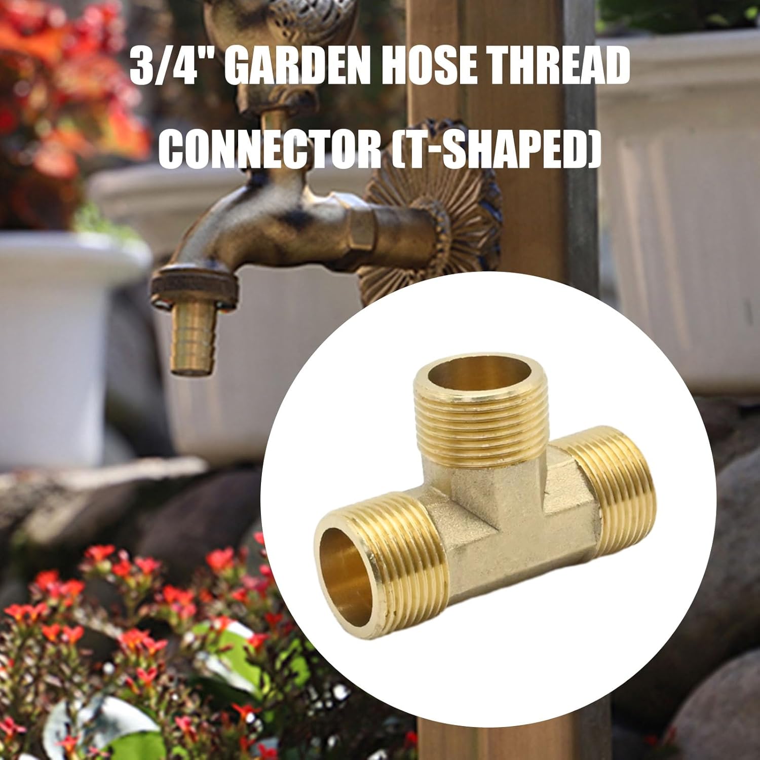 Anxingo 3/4 Inch 3-Way Hose Fitting, T-Shaped Coupler Adapter, Garden Hose Thread Connector for Fuel Natural Gas Refrigeration Instrumentation